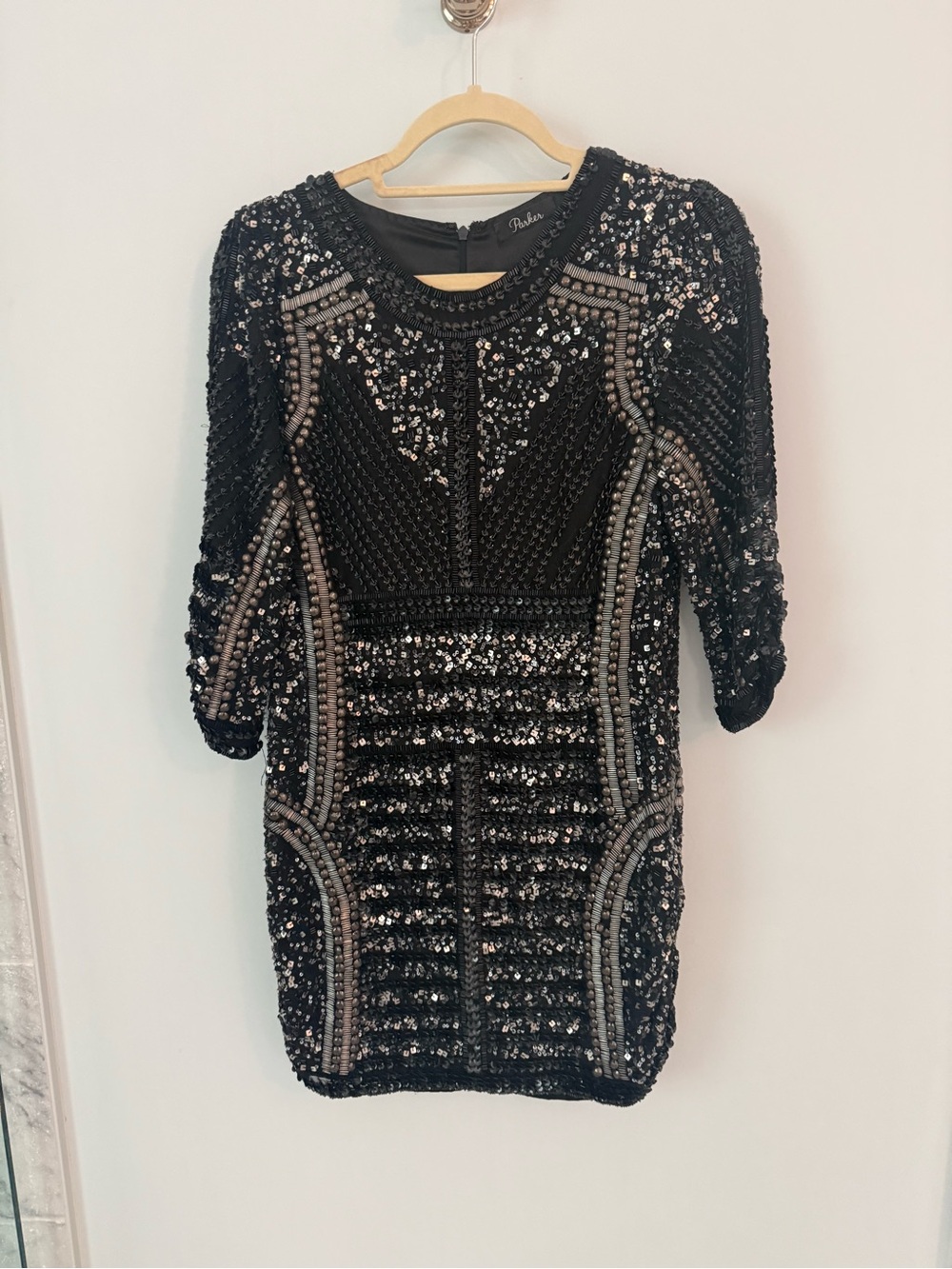 Parker Black Sequin Embellished Mini Dress